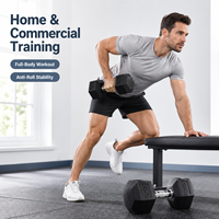 Haltères hexagonaux en fonte de haute qualité avec revêtement en caoutchouc, 60 kg - Équipement de fitness pour hommes et femmes