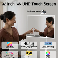 TV Layar Sentuh Portabel 360SPB 32 Inci dengan Roda dan Kamera Terintegrasi, Layar Android Pintar 4K untuk Penggunaan di Rumah, Gym, dan Bisnis