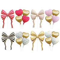 Ballon en aluminium de grande taille en forme de nœud papillon style français, élégant ballon à pois en forme de cœur pour la décoration de douche nuptiale et de mariage