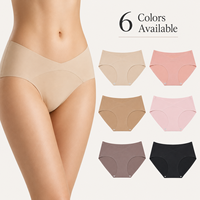 Ensemble de six pièces de sous-vêtements respirants, culottes taille moyenne couleur unie en soie glacée, sans couture et invisibles