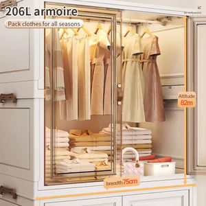 Armoire Pliable Design Moderne Grande Capacité Porte Transparente Zéro Formaldéhyde PP Armoire Profonde Étanche - Product Image 3