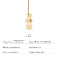 Lampe suspendue en albâtre, laiton, style moderne rétro, totem, pour chevet, salle à manger, bar, design haut de gamme, sculpture en pierre translucide, lampe artistique