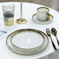 Chinees gouden rand dinerbord luxe klassiek voedselveilig porseleinen steak dessert schaal voor premium servies