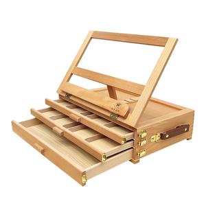Chevalet de peinture portable de haute qualité en bois de hêtre avec poignée en cuir, valise de peinture, fournitures d'art - Product Image 1