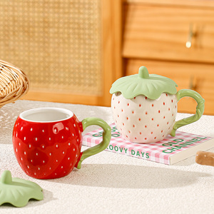 Novelty Strawberry <b>Ceramic</b> <b>Mug</b> Cute 3D Fruit <b>Mug</b> for Girls - Product Image 6