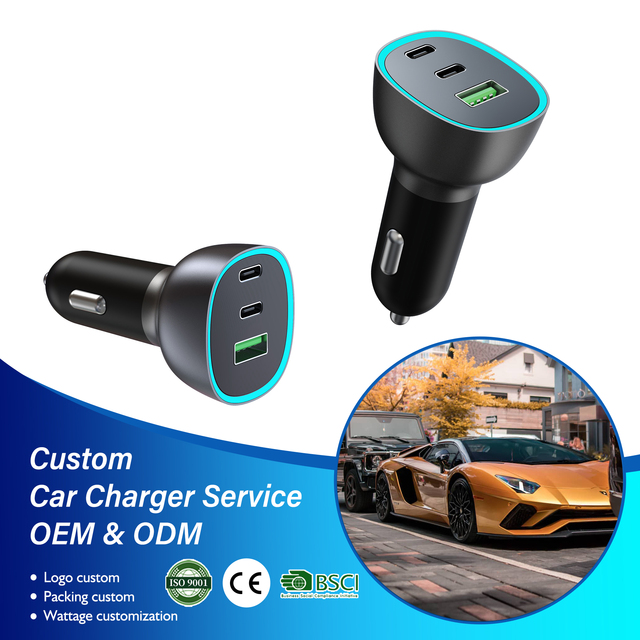 GXY GC03 15W Fast USB-C PD Car Charger 4 LED Indicator Lights Portable Design Independent Retractable Cord 1-Year Warranty New