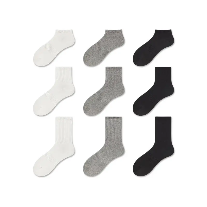 Socks Stock Socksmate Custom Made Logo Cotton Men Different Type Sock Ankle Crew Dress In Black White Gray Blank Socks