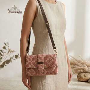 Cotton Block Print Clutch Zipper Closure <b>Small</b> Handmade Shoulder <b>Purse</b> Eco-Friendly Unisex - Product Image 3