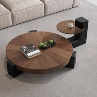 Table basse design moderne minimaliste créative en forme spéciale petit appartement salon couleur noyer Table à thé en peau de bois