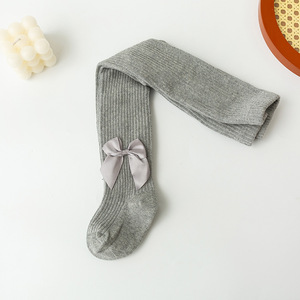 Collants à nœud papillon pour bébé fille, collants en coton à rayures verticales double aiguille, qualité A, leggings doux pour tout-petits, chaussettes mignonnes pour enfants - Product Image 6