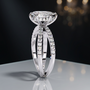 แหวนเพชรทรงลูกแพร์แบบไขว้สองวง - Product Image 1