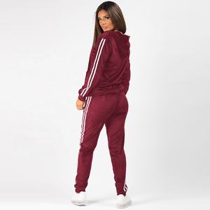 Survêtement pour femmes, sweat-shirt à capuche à fermeture éclair à manches longues, pantalon de jogging, tenue de sport, yoga, gym, polyester/coton - Product Image 3