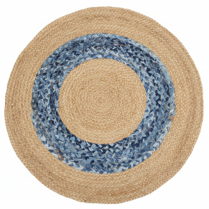 Alfombras Redondas Modernas de Yute con Borde de Mezclilla, Ecológicas, Antideslizantes, de Pelo Plano Trenzado, Hechas a Máquina para Uso Doméstico - Product Image 2
