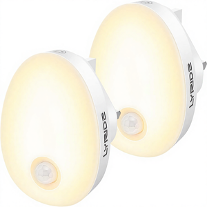 Lyridz Paquete de 2 Luces Nocturnas LED con Sensor de Movimiento, Montaje en Pared, Regulable, Luz Blanca Cálida, Modo Automático/Encendido/Apagado para Habitaciones Infantiles - Product Image 1