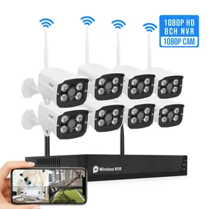 Système NVR Wifi, 8 canaux, 2mp, H.265, 8 canaux, avec sécurité IP, CCTV, kit de caméra à balles, stock de haute qualité