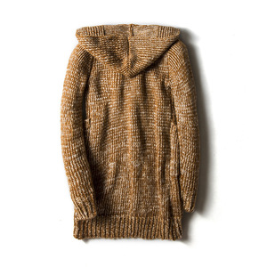 Wholesale Custom Solid Long Sleeved <strong>Cardigan</strong> Plus Size Hooded <strong>Men</strong> Knit <strong>Chunky</strong> <strong>Cardigan</strong> - Product Image 3
