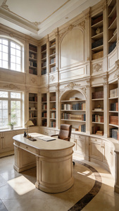 Full Wall French <strong>Cream</strong> Style Bookshelf <strong>bookcase</strong> carved Solid Wood Open Storage Cabinet for Study Room custom <strong>bookcase</strong> - Product Image 6