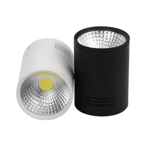 Silindir kısılabilir tavan spot 5W 10W 15W 20W 30W yuvarlak yüzeye monte alüminyum COB LED Downlight