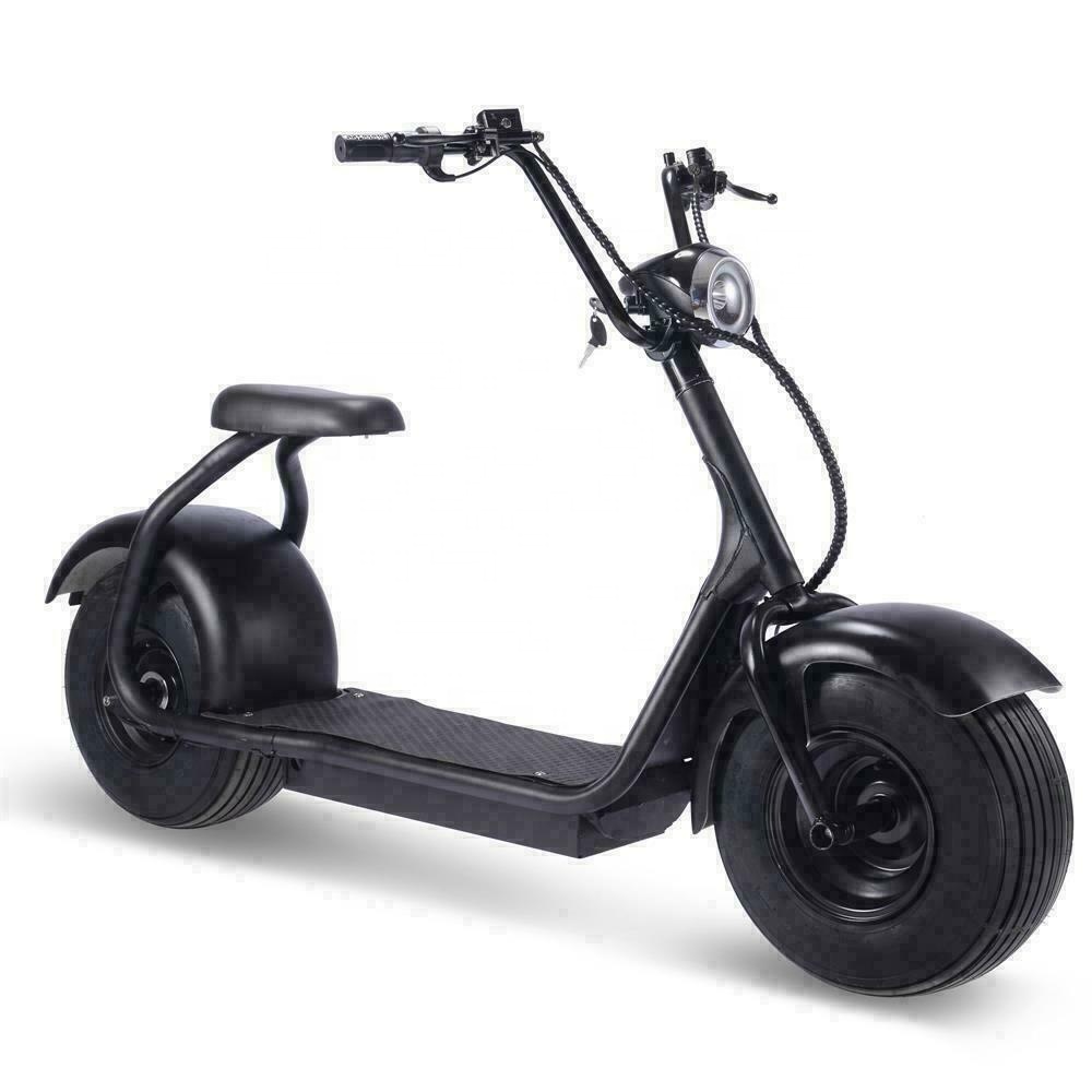 New MotoTec Fat Tire 60v 18ah 2000w Lithium Electric Scooter Black