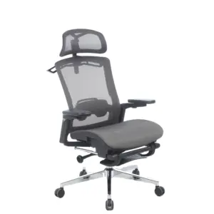 符合人体工程学的办公转椅，带3D扶手和头枕网状织物旋转椅，内置衣架