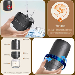 Molinillo de café eléctrico portátil con patrón de diamante, recargable, para moler café en casa - Product Image 4