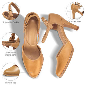 Chaussures à talons hauts vintage pour femmes, talons épais, bout pointu fermé, bride à la cheville, chaussures habillées pour mariage et soirée - Product Image 2