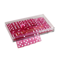 Jeu de dominos de voyage de marque, jeu de dominos en lucite, jeu fait à la main, ensemble de 28 tuiles double six avec boîte de rangement