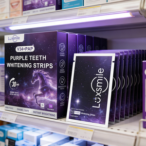 Luxsmile %18 Pap Beyazlatıcı Çözünebilir 28 42 Özel Etiket Hindistan Cevizi Pap V34 Mor Diş Beyazlatma Bantları - Product Image 1