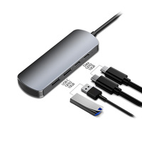 Hub USB-C 4 en 1 de Aleación de Aluminio, USB 3.2 Gen 2 10Gbps, Gris Plateado, 28 AWG, Garantía de 12 Meses, en Caja