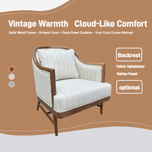 Modern <b>Mid</b>-<b>Century</b> Luxury Living Room Furniture Wood Accent Chair Cotton Cushion Cross-Braced Base Eco-Friendly for Bedroom - Product Image 4