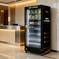 Distributeurs automatiques commerciaux combinés Qingo avec écran tactile, désinfection UV et conformité ADA pour boissons en conserve et en bouteille