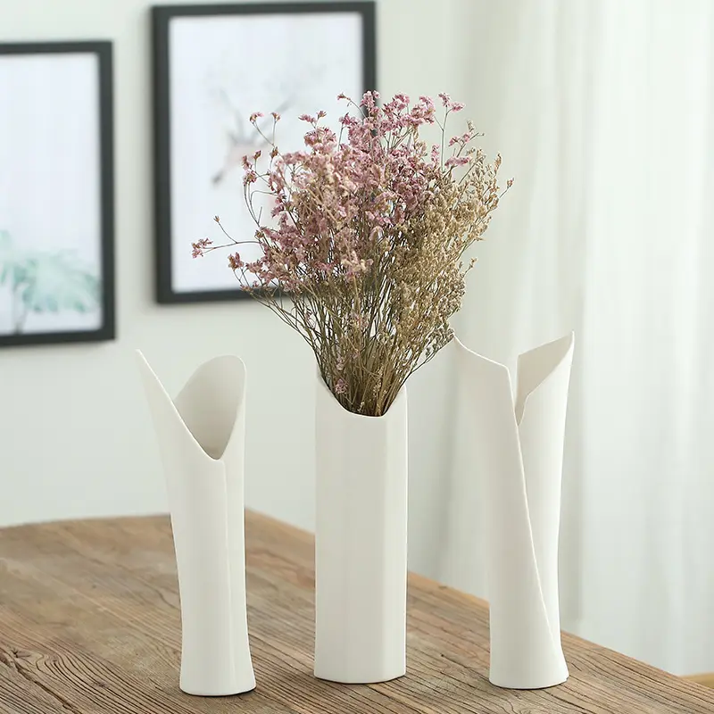 Nordic simple starry dried flower with vase living room white porcelain flower table hydroponic Ceramic Vase decoration