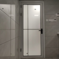 Porte battante moderne à double vitrage, cadre en alliage titane-magnésium, étanche et coupe-vent, pour usage intérieur : appartements, salles de bain, bureaux