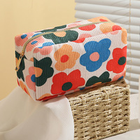 Sac de rangement cosmétique de voyage portable grande capacité à motif floral personnalisé, trousse de maquillage, pochette de toilette à fermeture éclair en gros