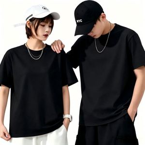 เสื้อยืดผู้ชายผ้าฝ้าย 100% 300GSM แบบสั่งทำพิเศษ ทรงวินเทจ ทรงบ็อกซี่  เสื้อยืดผู้หญิงแบบเรียบง่าย สีดำ ขายส่ง - Product Image 2
