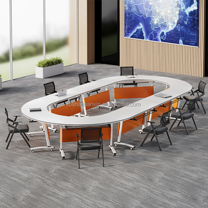 Tùy Chỉnh Đào Tạo Phòng Bàn Ghế Hình Chữ Nhật Bằng Gỗ Di Động Gấp Gấp Bảng Với Bánh Xe - Product Image 4