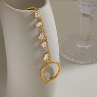 Bijoux personnalisés OEM, minimalistes, en acier inoxydable plaqué or 18 carats, double anneau, anneau en zircon, imperméable, anneau qui ne se décolore pas, bijoux élégants