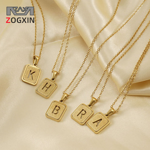 Zogxin Letter Pendant Necklace 18K Gold Plated Stainless Steel Alphabet Chain For Women Gift Jewelry - Product Image 2
