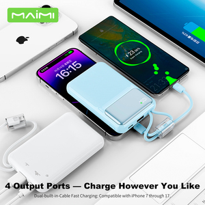 Batterie externe 10000mAh, <span class=keywords><strong>charge</strong></span> rapide 22.5W, double câble intégré, chargeur portable avec écran LED numérique pour iPhone <span class=keywords><strong>Samsung</strong></span> - Product Image 3