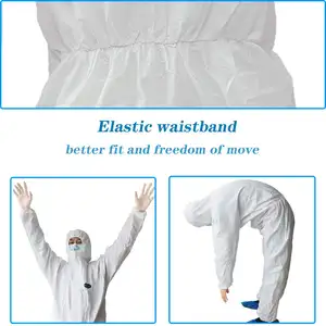Customized Coveralls 55g SMS Gown Disposable With Front Zip Elastic Cuffs And Ankles Disposable Coveralls Factory