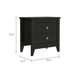 Comodino Moderno a Quattro Gambe Breeze con Due Cassetti per Camera da Letto - Product Image 2