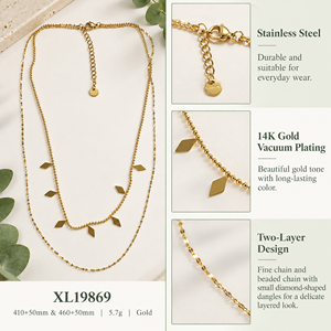 Layered Geometric Necklace <b>Gold</b> 14K <b>Gold</b> Vacuum Plated Stainless Steel - Product Image 4