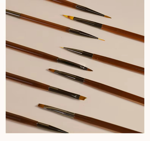 Kit professionnel de 9 pinceaux à ongles en acrylique avec manche, en nylon doux, ovales, pour le dessin et les détails fins - Product Image 2
