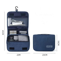 Pochette de voyage réutilisable et écologique bleue et rouge avec fermeture éclair, indispensable pour les cosmétiques et le maquillage, avec impression de lettres