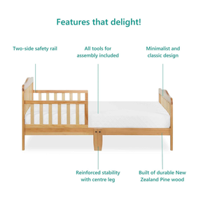 Lit simple en bois massif design moderne pour les tout-petits Mobilier de chambre d'enfant classique en bois naturel pour la maison - Product Image 4