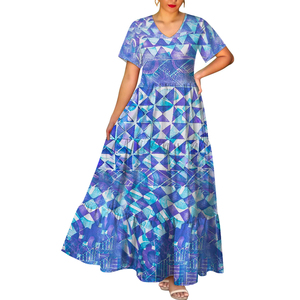 Robe décontractée tendance pour femme, col en V, manches courtes, motif tribal polynésien Elei, qualité supérieure, livraison immédiate - Product Image 5