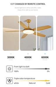 Màu trắng 5 ABS Blades về phía trước ngược gió điều khiển từ xa LED quạt trần với ánh sáng đồng DC động cơ - Product Image 4