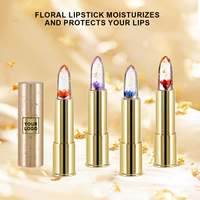 Rouge à lèvres de haute qualité OEM/ODM, baume à lèvres sous marque privée, contenant de luxe en cristal, rouge à lèvres gelée à fleurs changeant de couleur