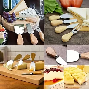 Ensemble de 4 couteaux à fromage en acier inoxydable, outils de cuisine, mini spatule à gâteau, épandeur à beurre, couverts pour la cuisine occidentale - Product Image 3