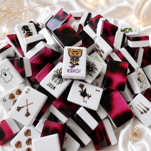 Échantillon <span class=keywords><strong>de</strong></span> jeu <span class=keywords><strong>de</strong></span> Mahjong <span class=keywords><strong>de</strong></span> luxe personnalisé pour Halloween, 160 tuiles en acrylique non toxiques, design effrayant, motifs citrouille, pour les acheteurs en gros - Product Image 4